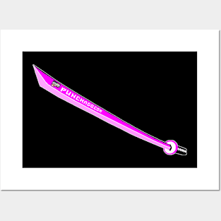 Katana with Blank Text, v. Code Magenta Pink Posters and Art